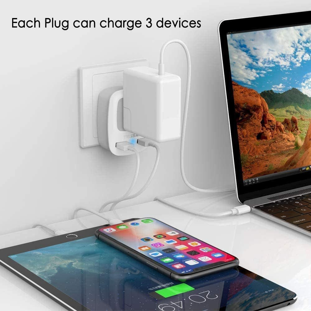 European Travel Plug Adapter 2 Pack,  International Power Outlet Adaptor with 2 USB, Type C Charger from USA to Most of Europe EU Spain Iceland Germany France Italy Israel