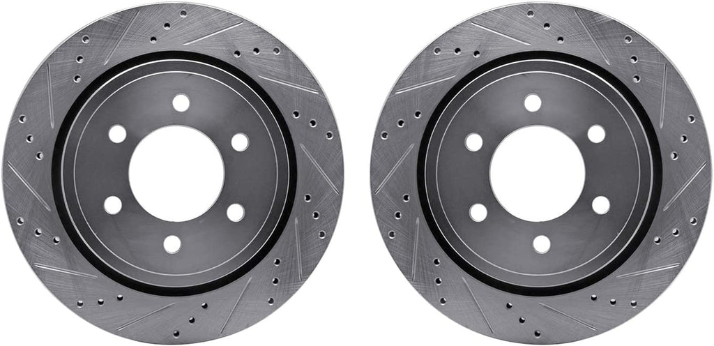 Rear Brake Rotors-Drilled and Slotted-Silver 7002-54219