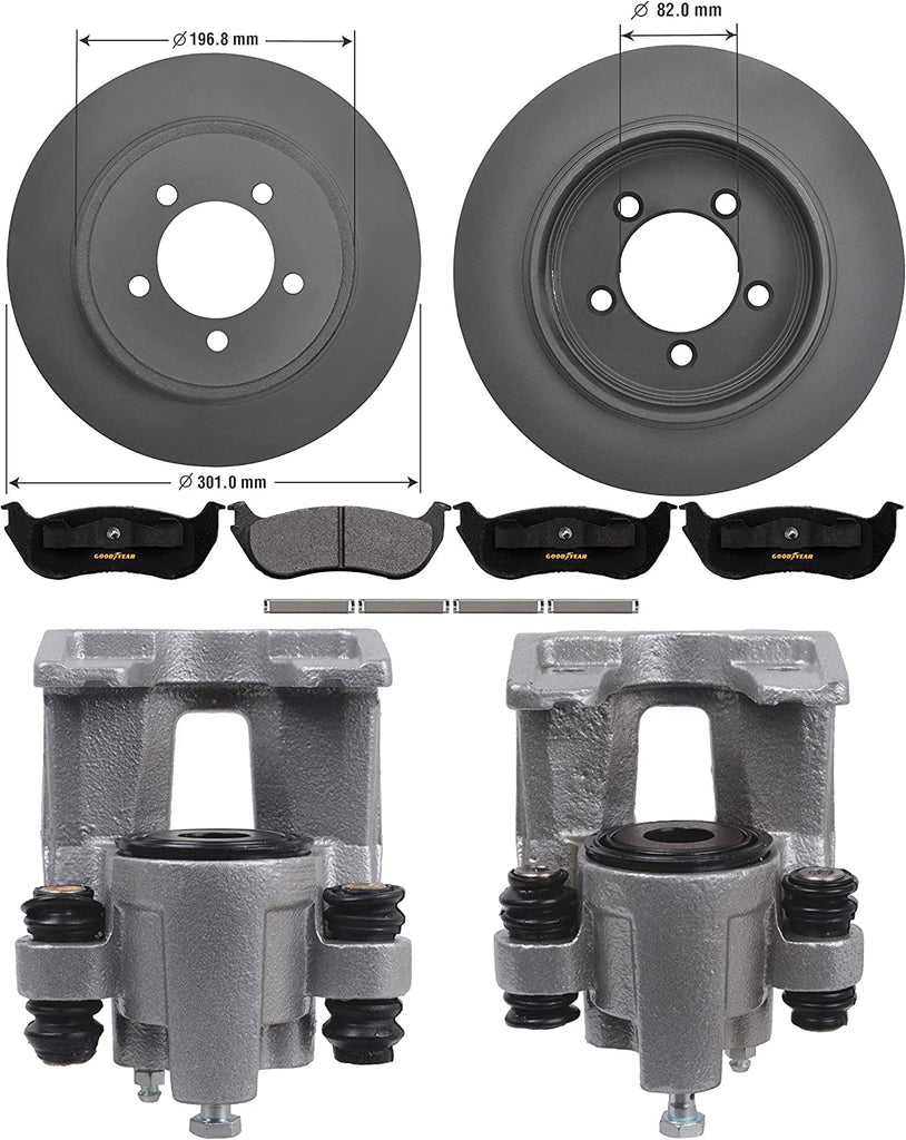 Rear Brake Kit Calipers Rotors Ceramic Pads for Ford Explorer Mercury Mountaineer
