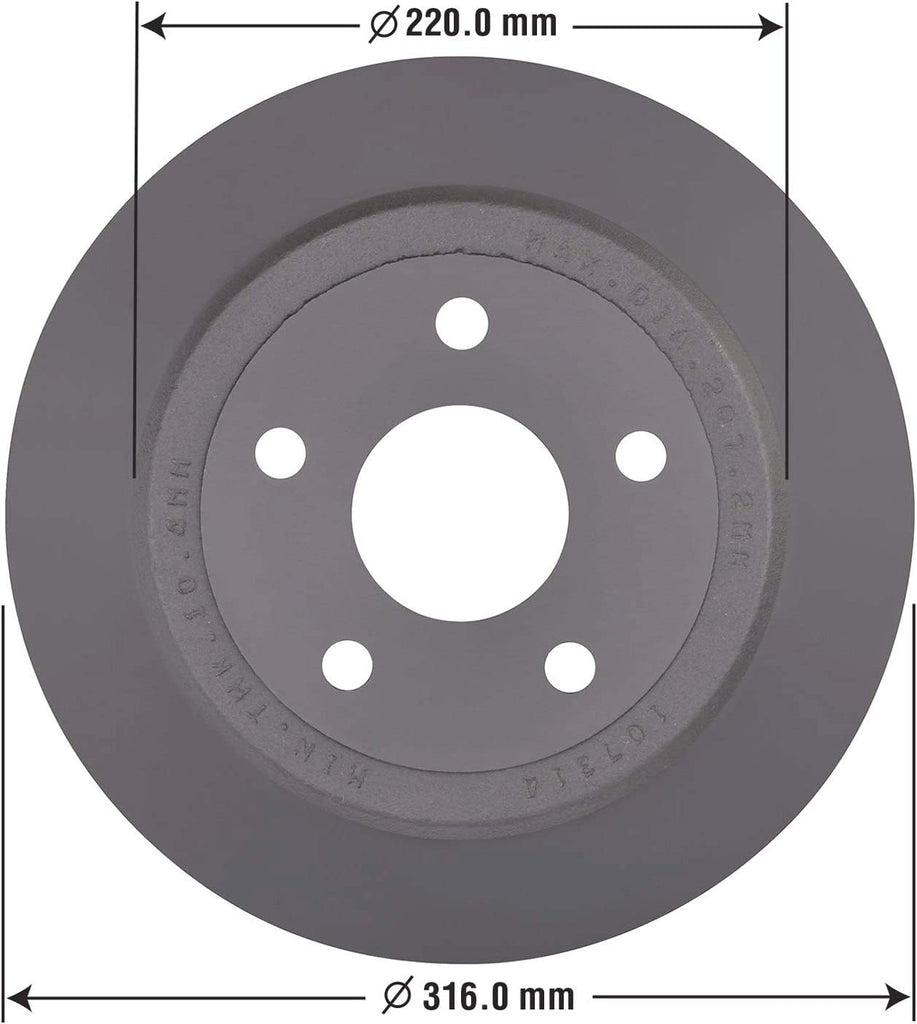 214628GY Truck and SUV Premium Antiox Coated Rear Brake Rotor Automotive Replacement Part for Wrangler 2007-2017 & Wrangler JK 2018