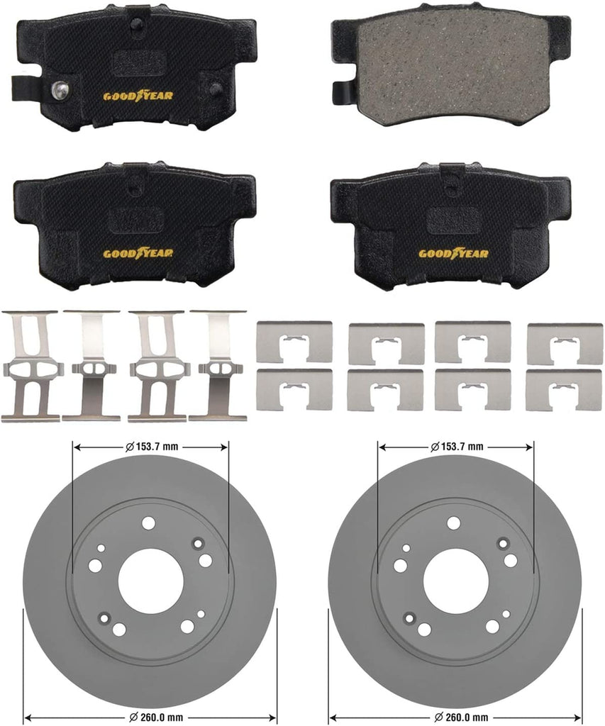 GYD537 Premium Ceramic Automotive Rear Disc Brake Pads Set and 212512GY Truck and SUV Premium Antiox Coated Rear Brake Rotor