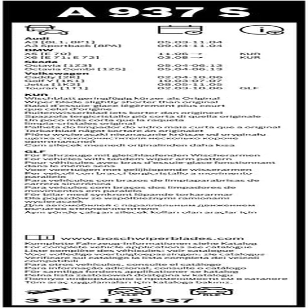 Wiper Blade Aerotwin A937S, Length: 600Mm/475Mm − Set of Front Wiper Blades