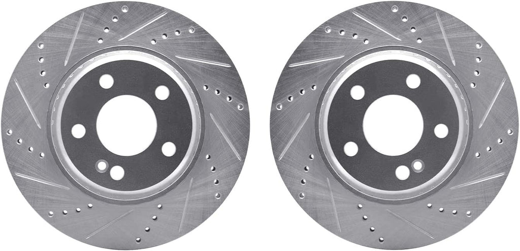 Rear Brake Rotors-Drilled and Slotted-Silver 7002-63102