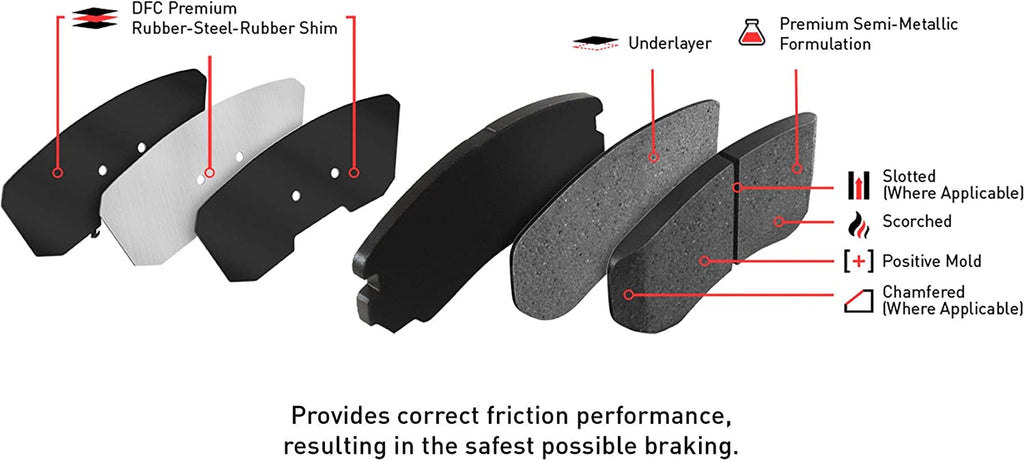 3000 Semi-Metallic Brake Pads 1311-0411-00-Front or Rear Set for 1988-1997 Ford F53, 1988-1997 Ford F59, 1997-1998 Ford F-450 Super Duty, 1999-2002 Ford E-450 Econoline Super