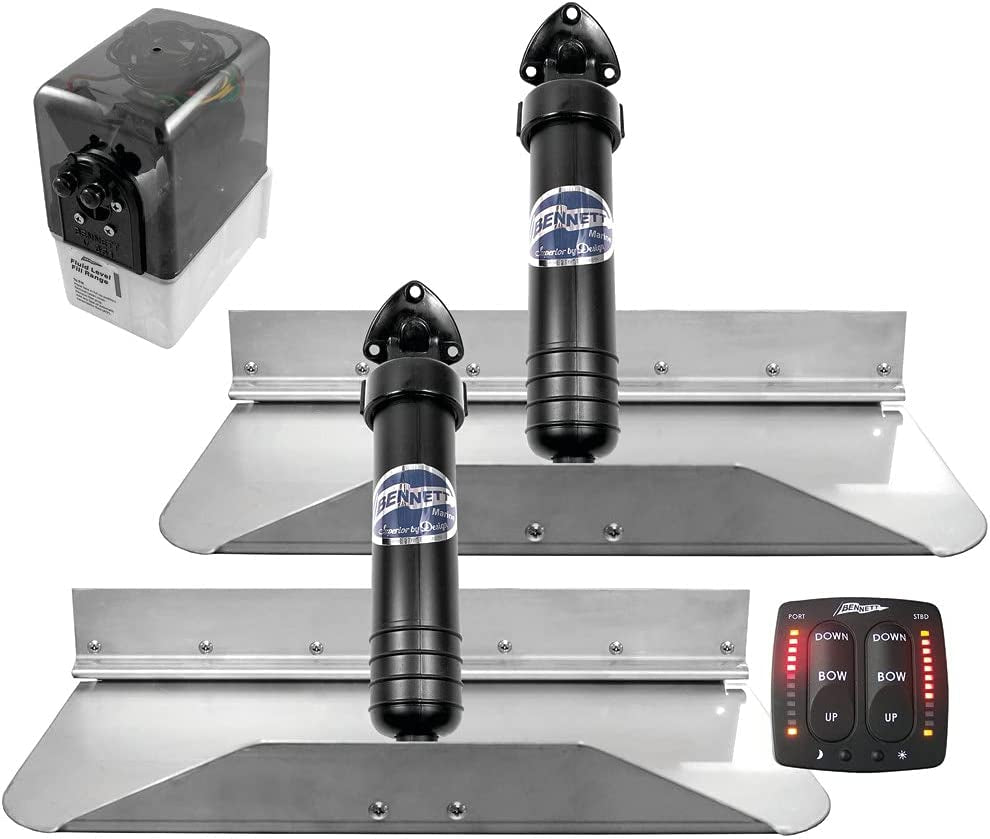6BT-50110-85-00 Standard (Classic) Hydraulic Trim Tab System with One Box Indication Unit - 18" X 9"