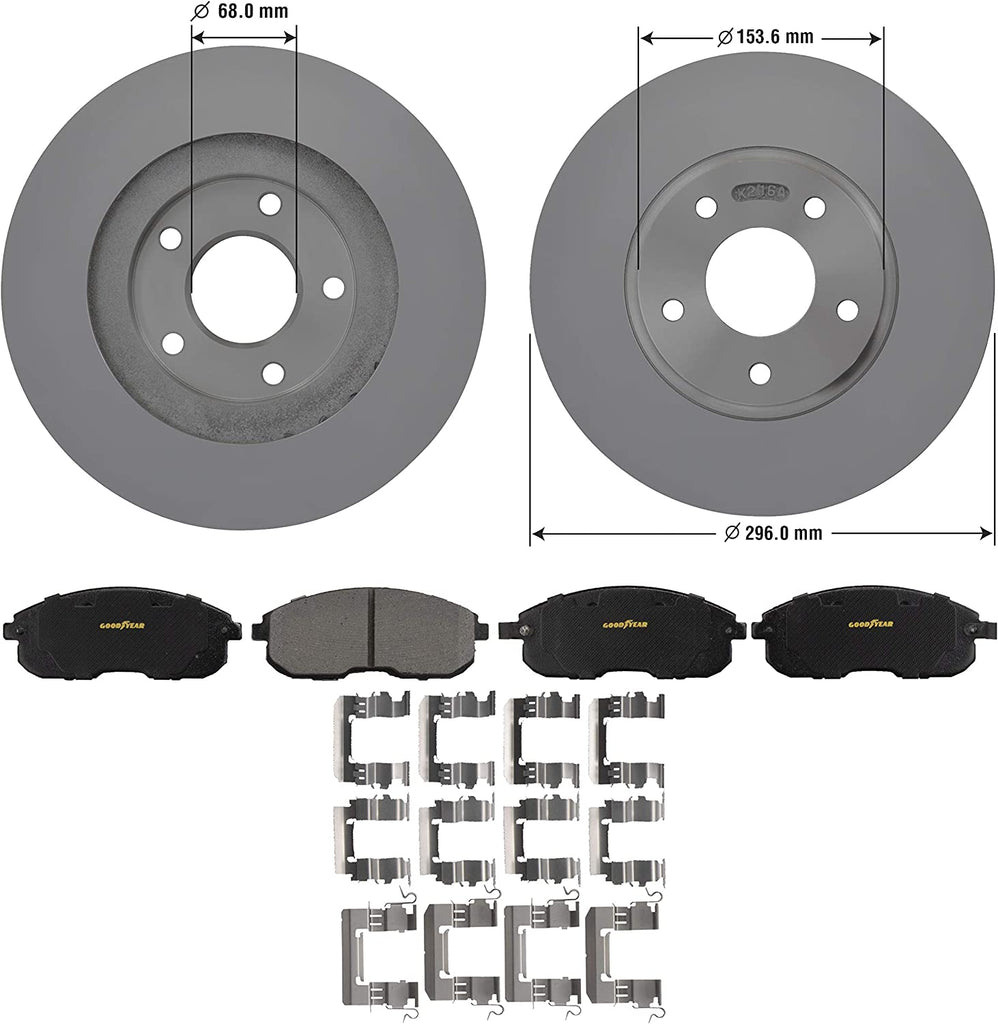 Front Brake Rotors Ceramic Pads Kit for Nissan Altima Maxima Goodyear PRK68814F