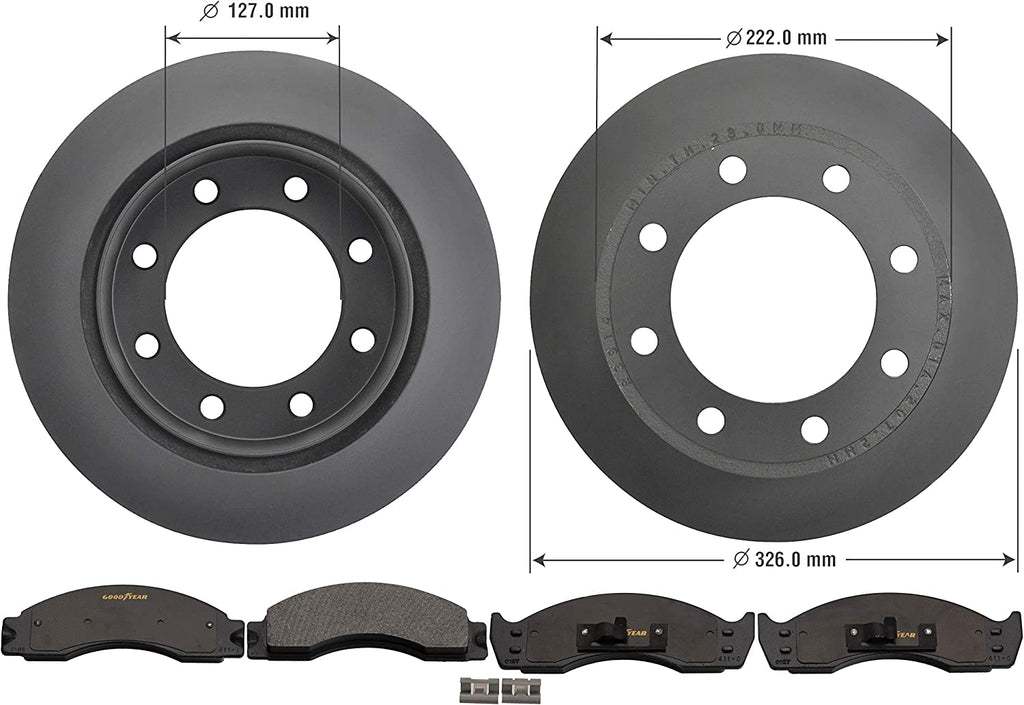 Rear Brake Rotors Ceramic Pads Kit for 1998 Ford Econoline Super Duty PRK54732R