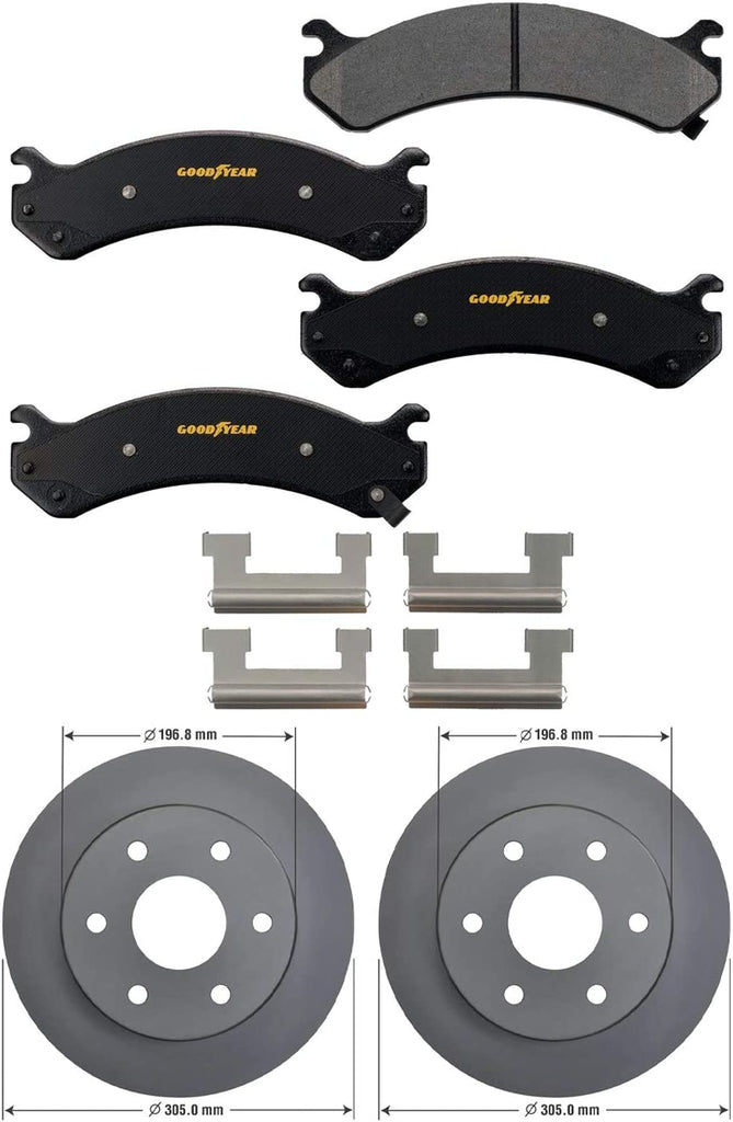 GYD784 Automotive Carbon Ceramic Truck and SUV Front Brake Pads and 214426GY Antiox Automotive Vehicle Vented Front Brake Rotor (2 Pack)