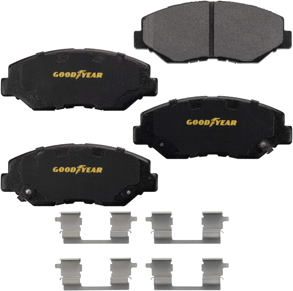 Brakes GYD914TS Premium Carbon Ceramic Automotive Front Disc Brake Pads Set Vehicle Replacement Part for Honda CR-V, Element, and Pilot
