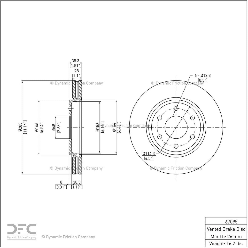 Front  Disc Brake Rotor 600-67095 (1) for 2005-2019 Nissan Frontier, 2009-2012 Suzuki Equator