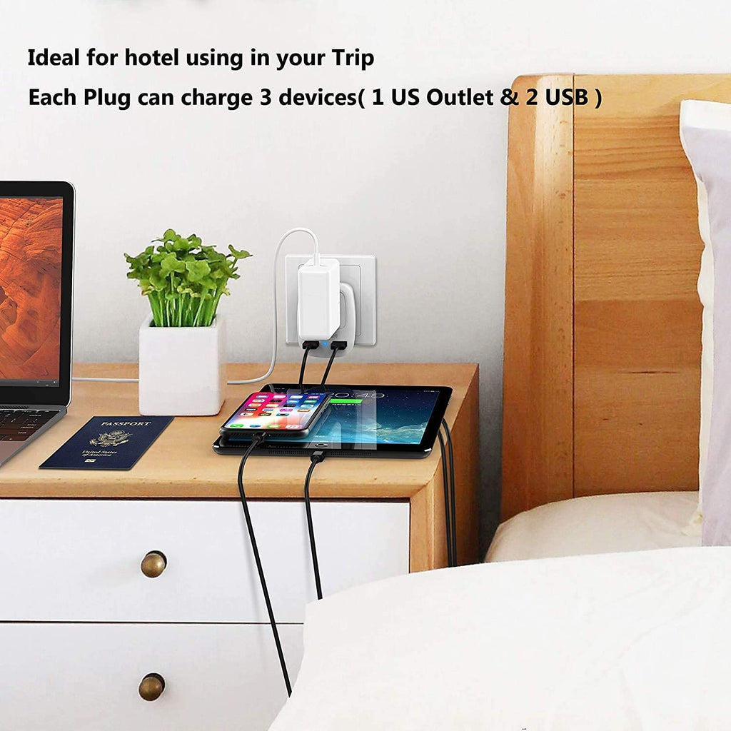 European Travel Plug Adapter 2 Pack,  International Power Outlet Adaptor with 2 USB, Type C Charger from USA to Most of Europe EU Spain Iceland Germany France Italy Israel