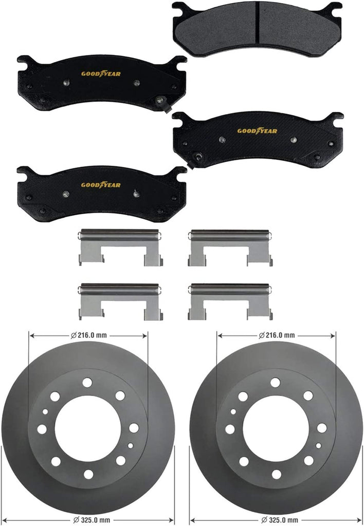 GYD785 Automotive Carbon Ceramic Truck and SUV Front Brake Pads and 2144036GY Antiox Automotive Vehicle Vented Front Brake Rotor (2 Pack)