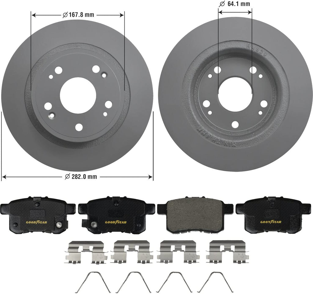 Rear Brake Rotors Ceramic Pads Kit for Honda Accord Acura TSX Goodyear PRK58768R