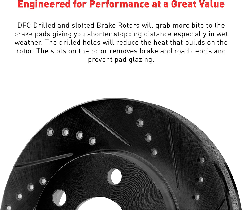 Rear Brake Rotors-Drilled and Slotted-Black 8002-48052