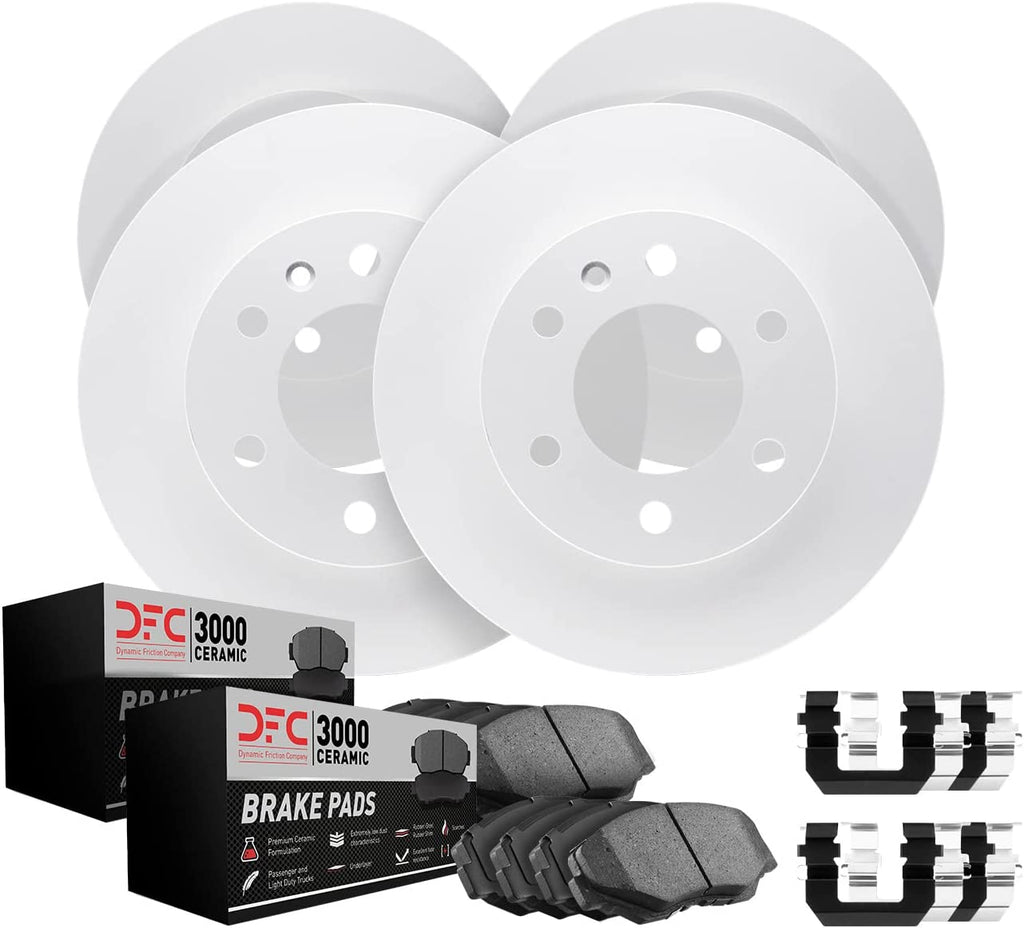 Front Rear Geospec Brake Rotors with 3000 Series Ceramic Brake Pads Includes Hardware 4314-03064