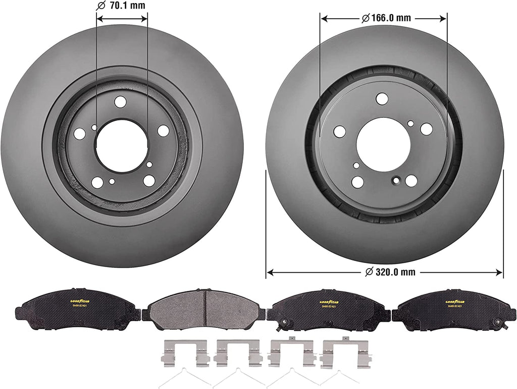 Front Brake Rotors & Carbon-Ceramic Pads Kit for Acura MDX Honda Pilot Ridgeline