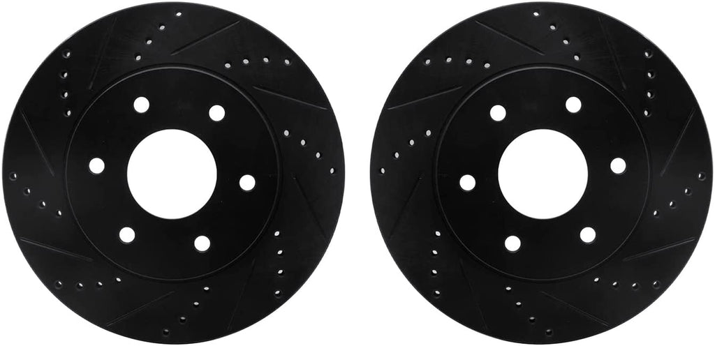 Front Brake Rotors-Drilled and Slotted-Black 8002-67011
