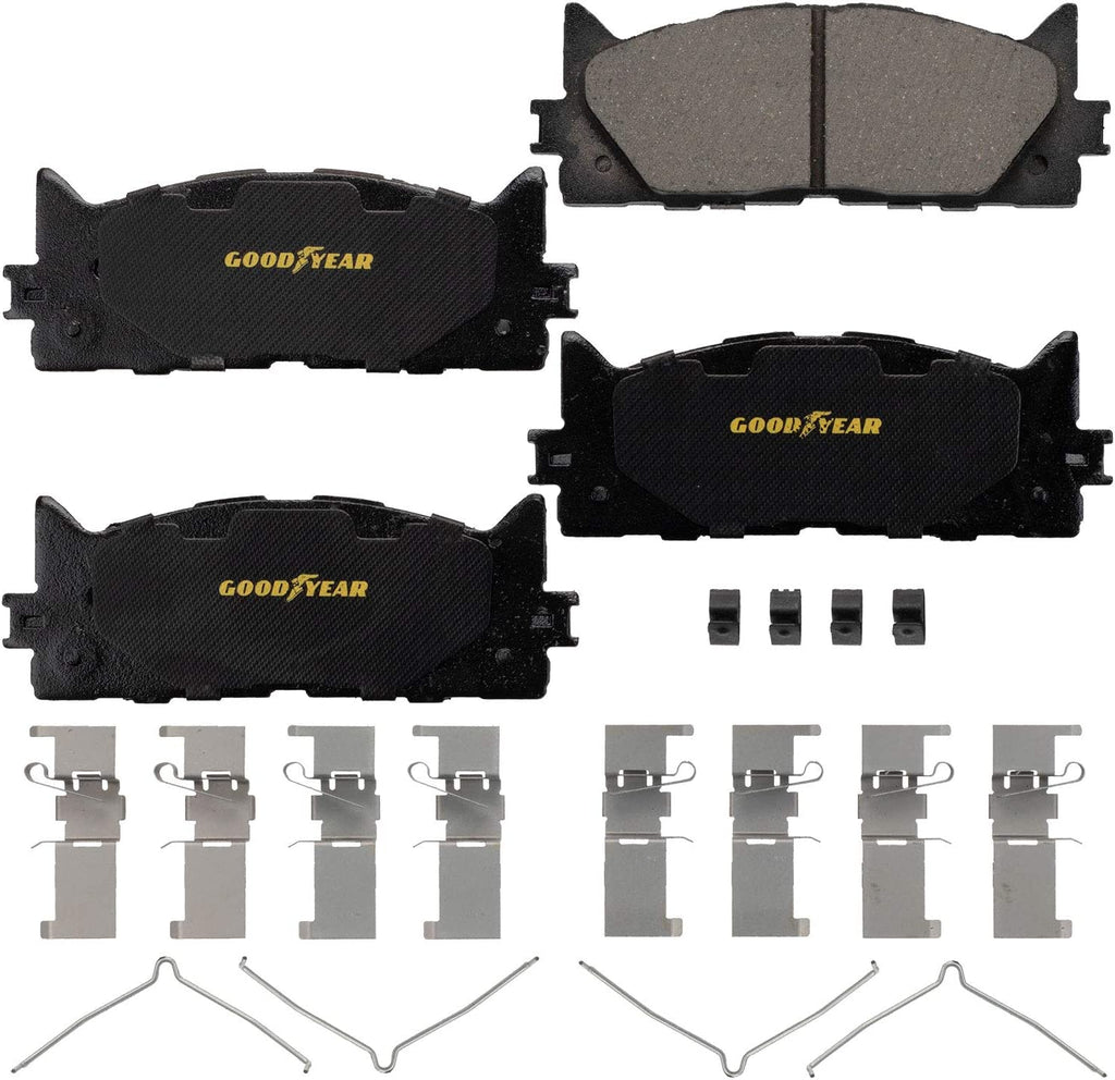 Brakes GYD1293 Premium Ceramic Automotive Front Disc Brake Pads Set Vehicle Replacement Part for Lexus Es300H, ES350, Toyota Avalon, & Camry