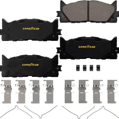 Brakes GYD1293 Premium Ceramic Automotive Front Disc Brake Pads Set Vehicle Replacement Part for Lexus Es300H, ES350, Toyota Avalon, & Camry