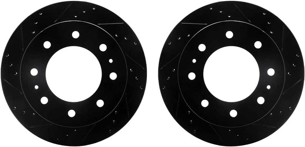 Rear Brake Rotors-Drilled and Slotted-Black 8002-48069