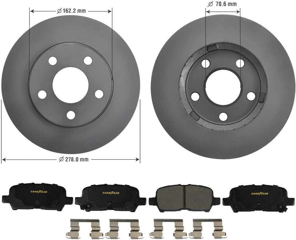 Front Brake Rotors & Ceramic Pads Kit for 99-05 Pontiac Montana