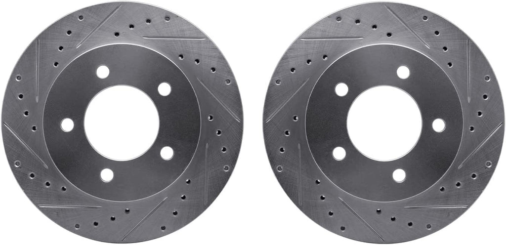 Front Brake Rotors-Drilled and Slotted-Silver 7002-54066