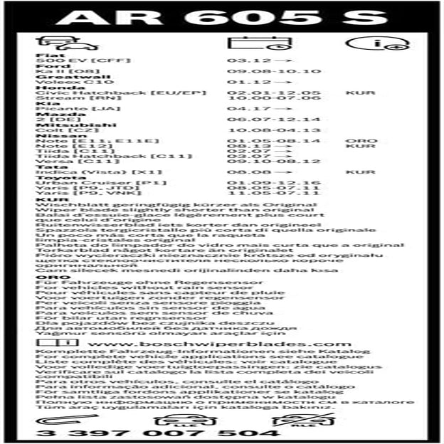 Bosch Wiper Blade Aerotwin AR605S, Length: 600Mm/340Mm – Set of Front Wiper Blades