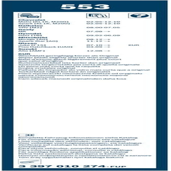 Wiper Blade Twin 553, Length: 550Mm/340Mm – Set of Front Wiper Blades