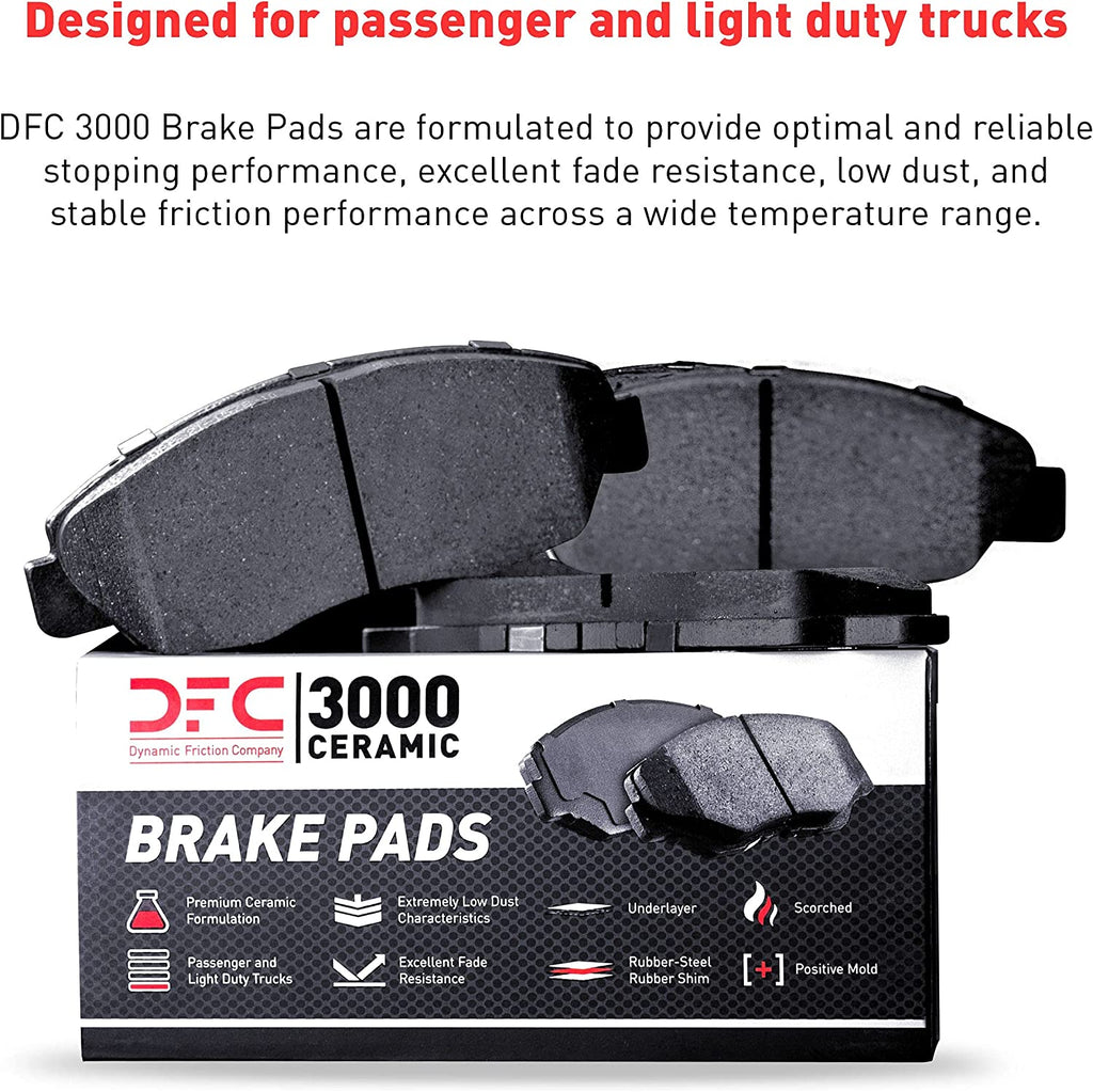 Front Brake Rotors-Drilled and Slotted-Silver with 3000 Series Ceramic Brake Pads 7302-03083
