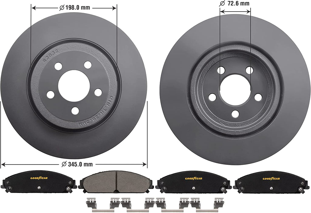 Front Brake Rotors Ceramic Pads for Chrysler 300 Dodge Challenger Charger Magnum