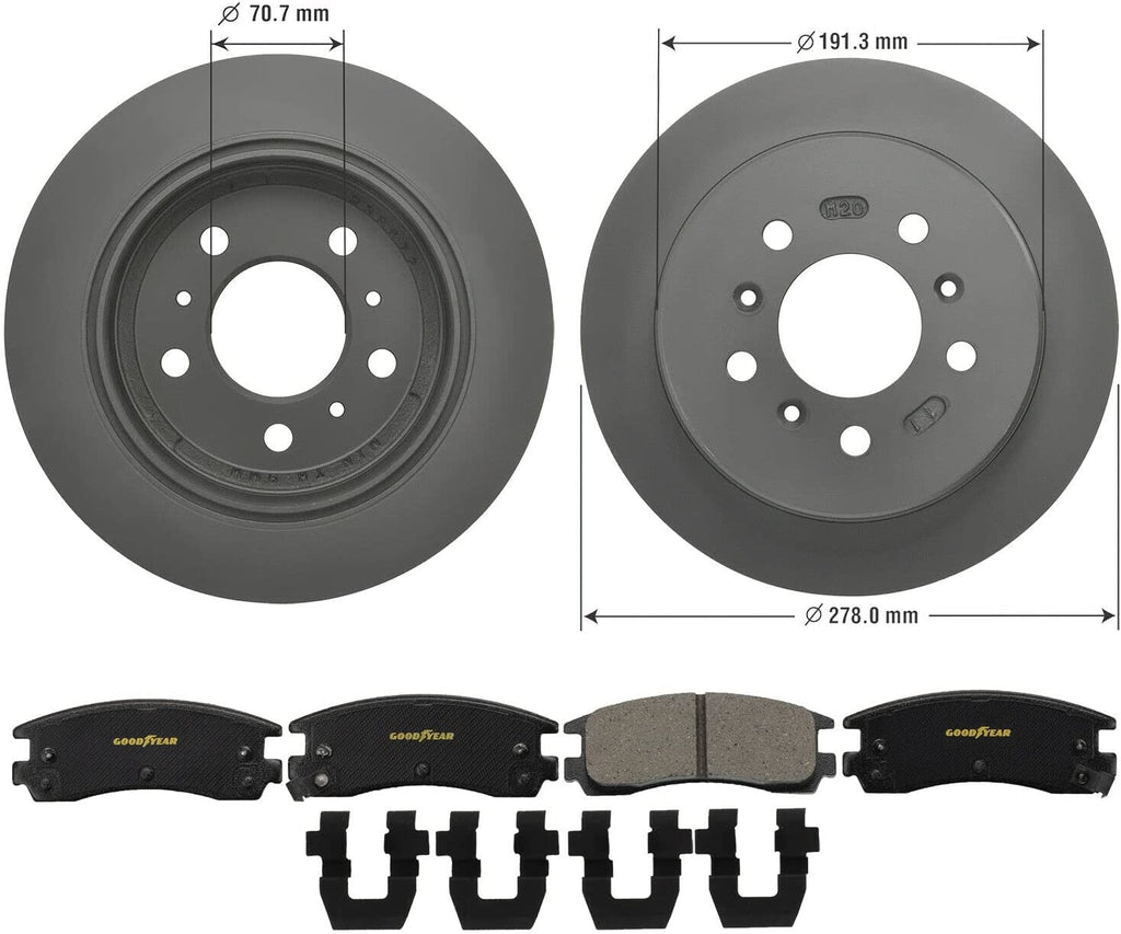GYD698 Premium Ceramic Automotive Rear Disc Brake Pads Set and 2144064GY Premium Antiox Automotive Vehicle Front Brake Rotor (2 Pack)