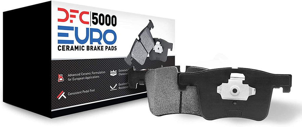 Rear Brake Rotors-Drilled and Slotted-Black with 5000 Euro Ceramic Brake Pads Includes Hardware 8612-31119