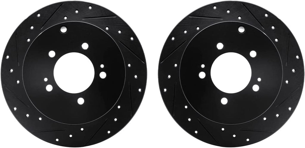 Rear Brake Rotors-Drilled and Slotted-Black 8002-72064