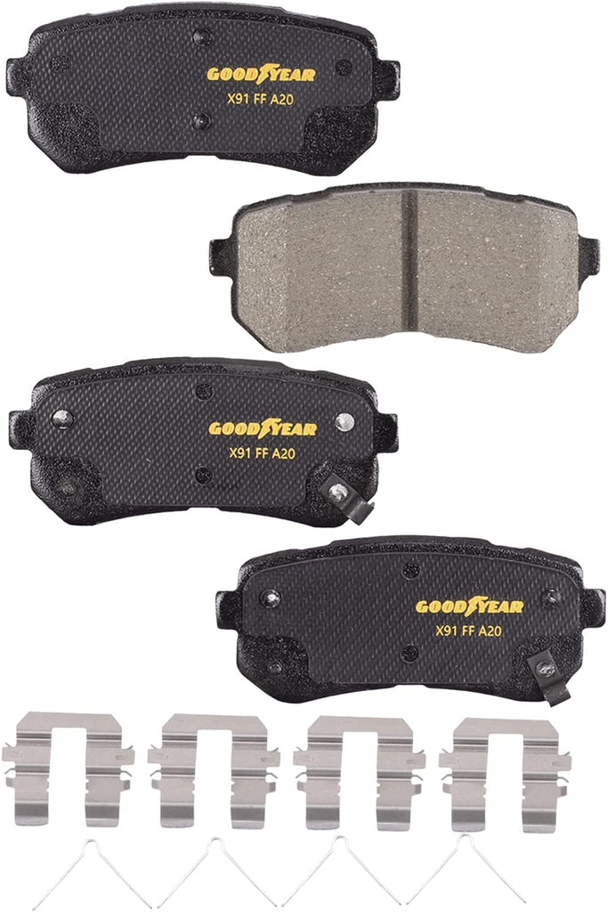 Premium Rear Brake Pads for 2017-19 Hyundai Sonata 2016-19 Kia Optima Goodyear