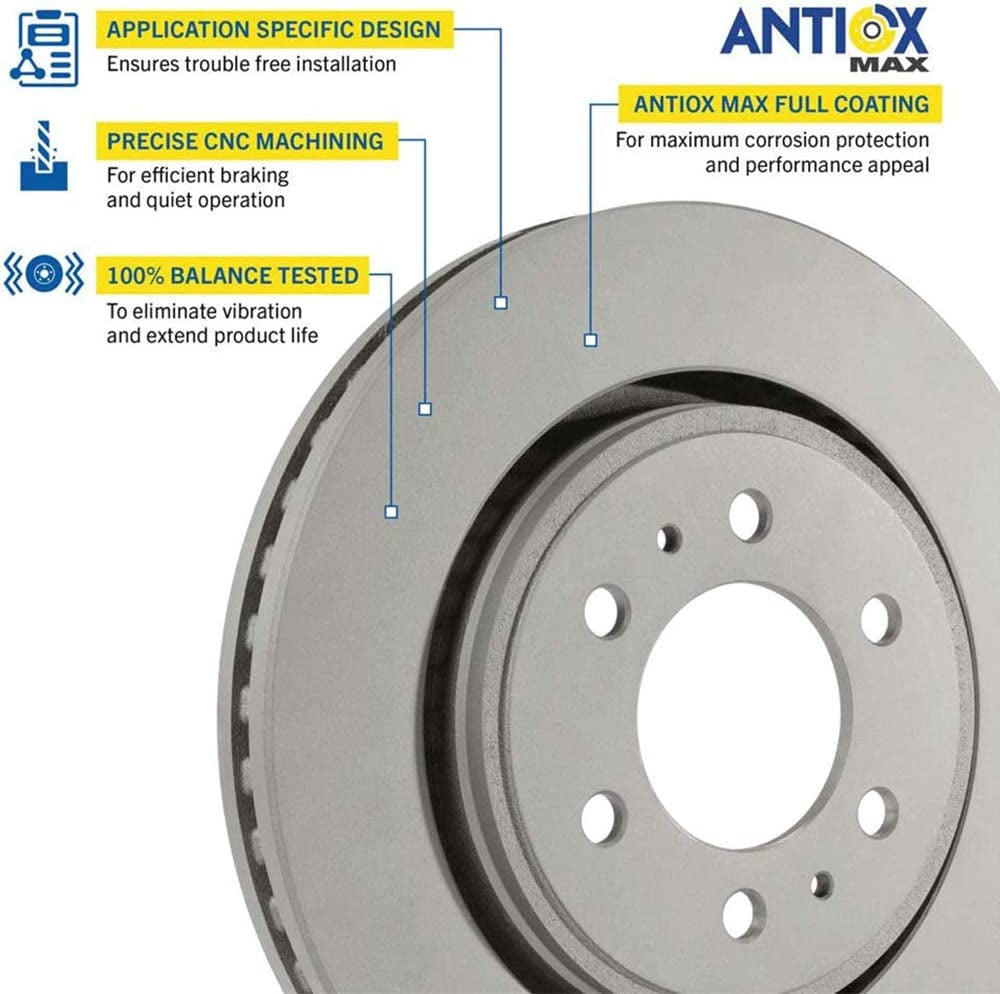 212470GY Premium Antiox Coated Front Brake Rotor Automotive Vehicle Replacement Part for Acura ILX, Honda Accord, Civic, CRV, Element