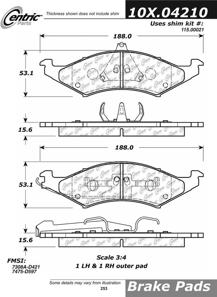 Centric Parts 102.04210 C-Tek Standard Metallic Brake Pad