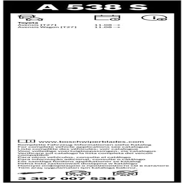 Wiper Blade Aerotwin A538S, Length: 650Mm/400Mm – Set of Front Wiper Blades - Only for Left-Hand Drive (EU)