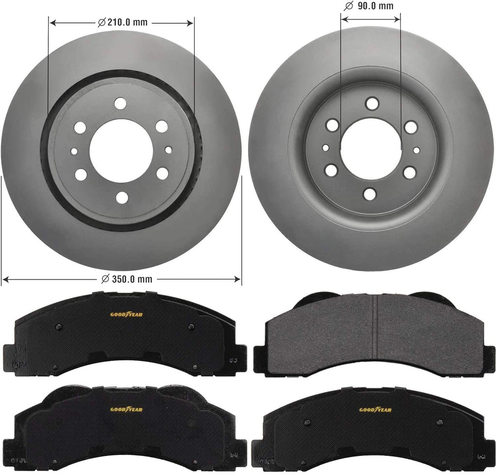 Vehicle Front Brake Bundle with Automotive Carbon Ceramic Truck and SUV Front Brake Pads and Antiox Automotive Vehicle Vented Front Brake Rotors