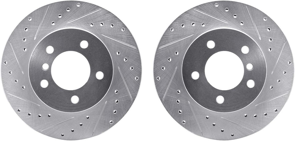 Front Brake Rotors-Drilled and Slotted-Silver 7002-31016