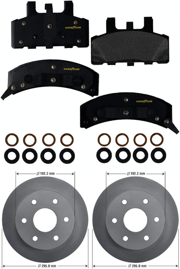 GYD369 Automotive Carbon Ceramic Truck and SUV Front Brake Pads and 214476GY Antiox Automotive Vehicle Vented Front Brake Rotor (2 Pack)