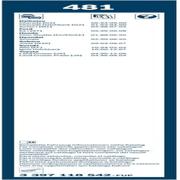 Bosch Wiper Blade Twin 481, Length: 475Mm/450Mm – Set of Front Wiper Blades