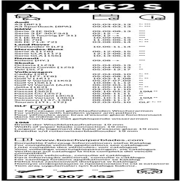 462, Wiper Blade Set Aerotwin AM462S, Length: 600/475
