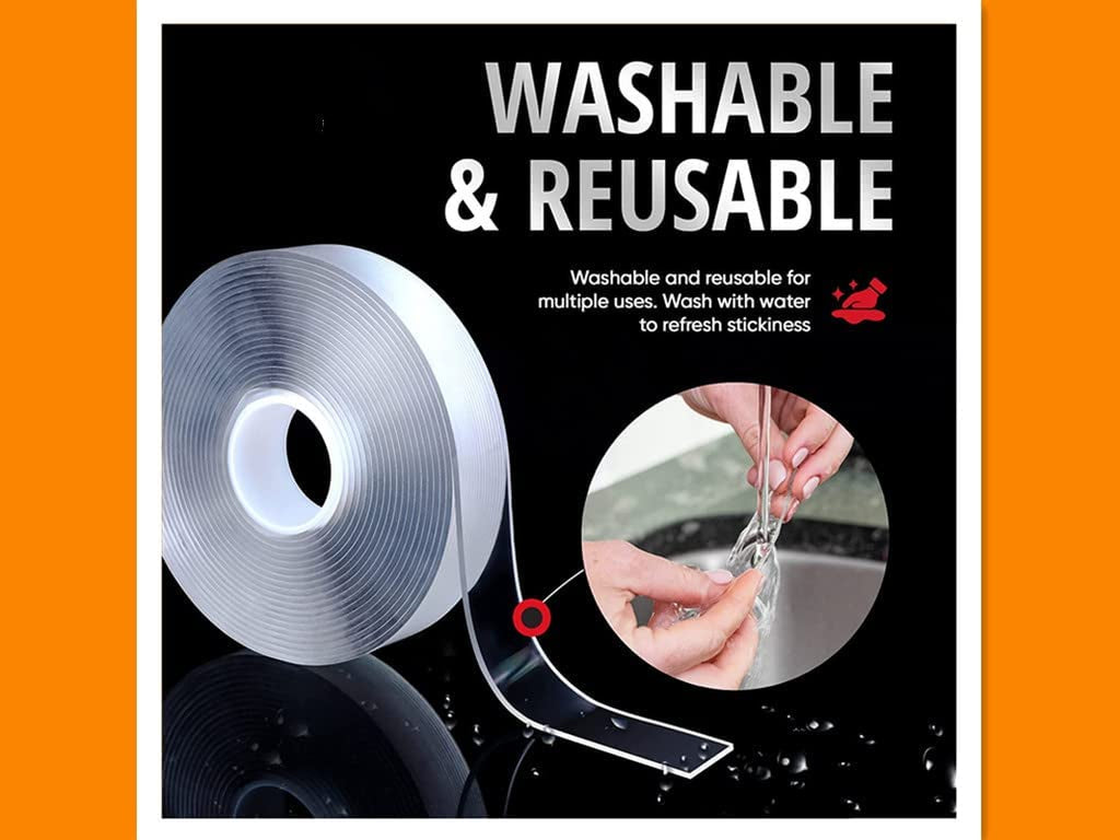 GEMVICADXP Double Sided Adhesive Tape Household Multi-Purpose Removable Instaation Tape, Used for Poster Carpet Tape, Reusable Solid Wa Tape, Transparent Adhesive