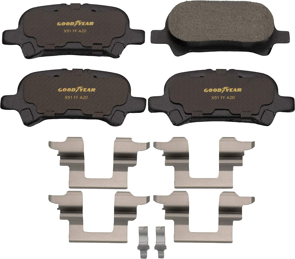 GYD828, Premium Ceramic Rear Brake Pads for 2000-07 Toyota Avalon, 2000-06 Camry and 2001-08 Solara