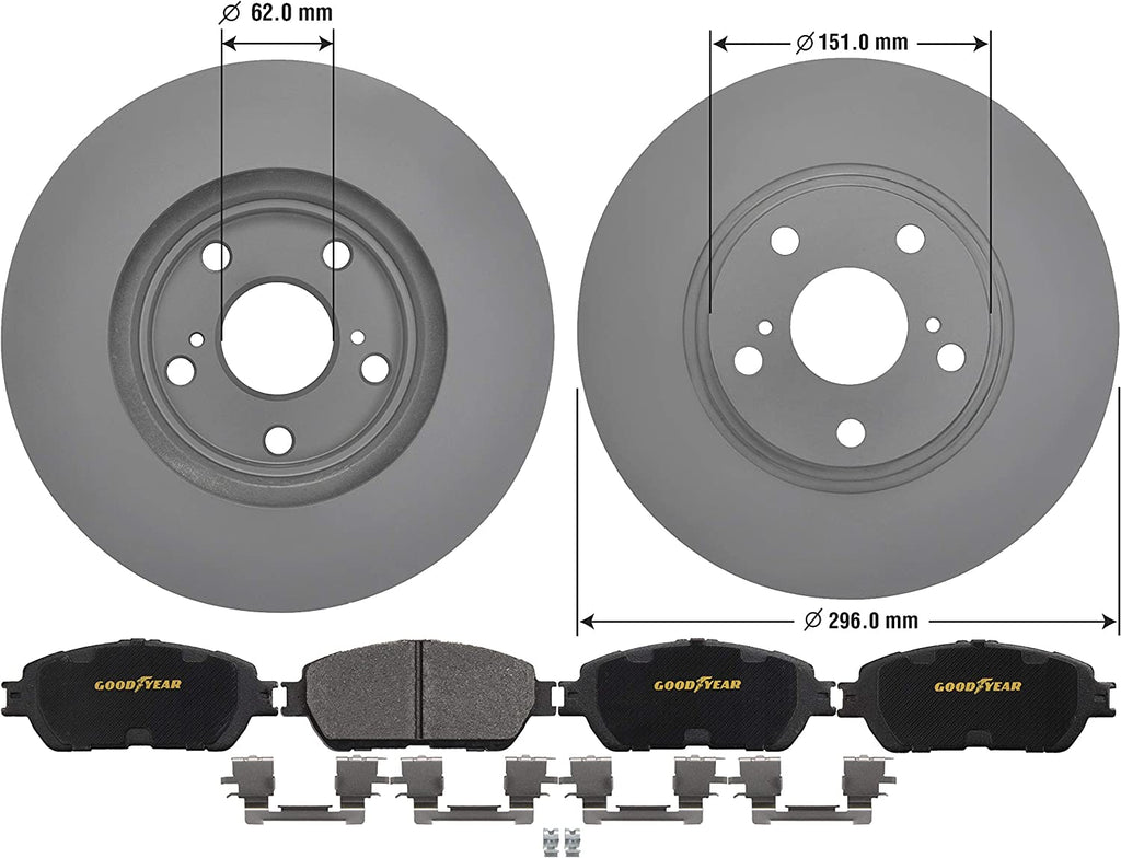 Rear Brake Rotors Ceramic Pads Kit for Ford Taurus Mercury Sable & More Goodyear