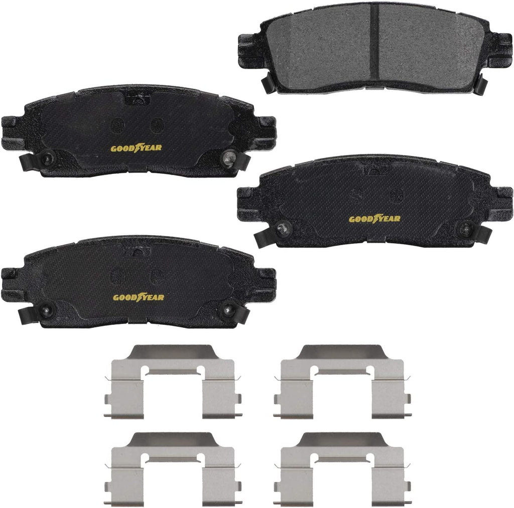 GYD883 Truck and SUV Carbon Ceramic Rear Disc Brake Pads Set and 2144098GY Truck and SUV Premium Antiox Coated Rear Brake Rotor (2 Pack)