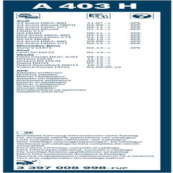 Bosch Wiper Blade Rear A403H, Length: 400Mm – Rear Wiper Blade