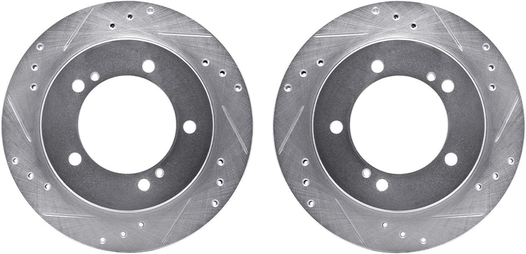 Front Brake Rotors-Drilled and Slotted-Silver 7002-47046