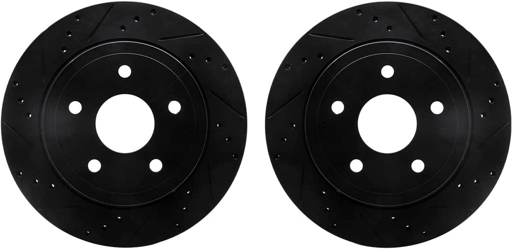 Rear Brake Rotors-Drilled and Slotted-Black 8002-40094