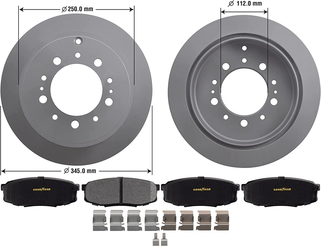 Rear Brake Rotors & Carbon-Ceramic Pads Kit for Lexus LX570 Toyota Tundra & More